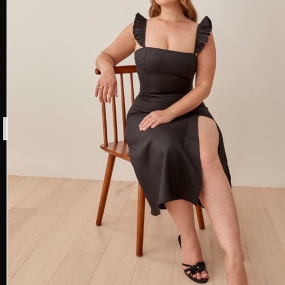 Reformation Spaulding Linen Midi Dress - Picture 1 of 9